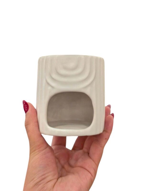 Ceramiczny kominek do wosków zapachowych – biały - tęcza